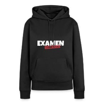 Examen bestanden - Frauen Premium Bio Hoodie - Schwarz - Vorne - Julia (174cm)