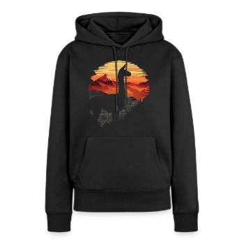Alpaga Lama Andes Amérique du Sud - Sweat à capuche Premium bio Femme - noir - Devant - Julia (174cm)