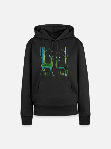 Hirschwald 2 - Frauen Premium Bio Hoodie - Schwarz