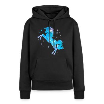 Licorne galaxy - Sweat à capuche Premium bio Femme - noir - Devant - Julia (174cm)
