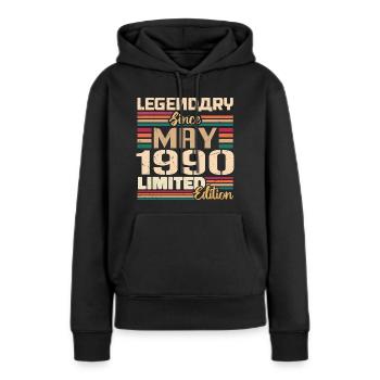 Mai 1990 Mai - Jubiläum Mai 1990 - Frauen Premium Bio Hoodie - Schwarz - Vorne - Julia (174cm)