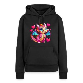 Dragon coloré - Sweat à capuche Premium bio Femme - noir - Devant - Julia (174cm)