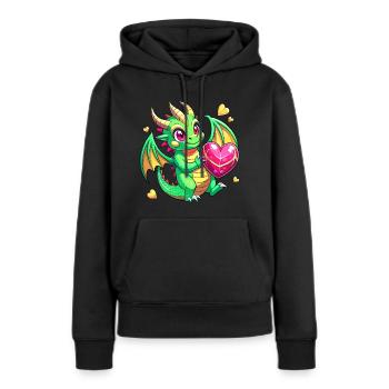 Dragon coloré - Sweat à capuche Premium bio Femme - noir - Devant - Julia (174cm)