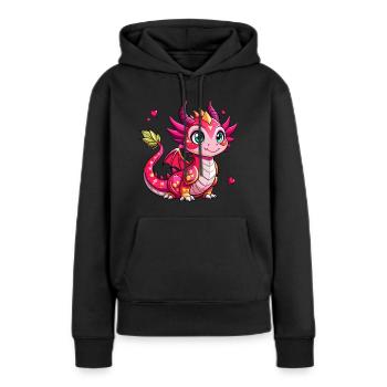 Dragon coloré - Sweat à capuche Premium bio Femme - noir - Devant - Julia (174cm)