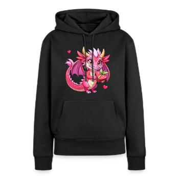Dragon coloré - Sweat à capuche Premium bio Femme - noir - Devant - Julia (174cm)