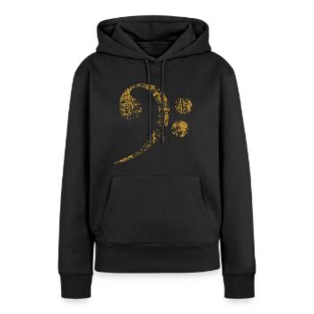 Bassschlüssel. Bass Clef distressed - Frauen Premium Bio Hoodie - Schwarz - Vorne - Julia (174cm)