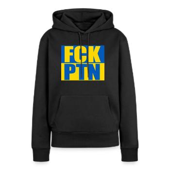 FCK PTN - Sweat à capuche Premium bio Femme - noir - Devant - Julia (174cm)