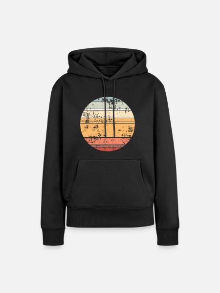 Retro Sunset Hintergrund Kreis - Dame Premium hoodie, økologisk bomuld - sort