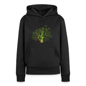Magischer Baum - Frauen Premium Bio Hoodie - Schwarz - Vorne - Julia (174cm)