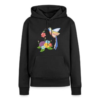 Kolibri-Nest - Frauen Premium Bio Hoodie - Schwarz - Vorne - Julia (174cm)