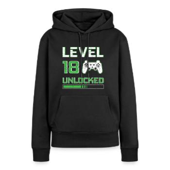 18 Birthday Gamer Level 18 unlocked Gift - Women’s Premium Organic Hoodie - black - Front - Julia (174cm)