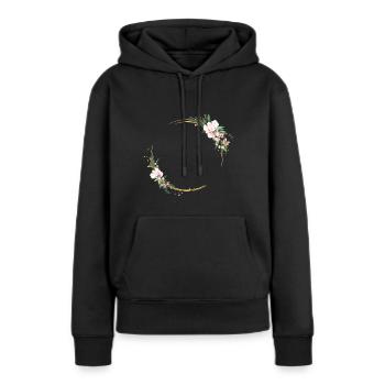Blumen Kreis personalisierbar - Frauen Premium Bio Hoodie - Schwarz - Vorne - Julia (174cm)