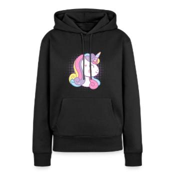 Licorne mignonne - Sweat à capuche Premium bio Femme - noir - Devant - Julia (174cm)