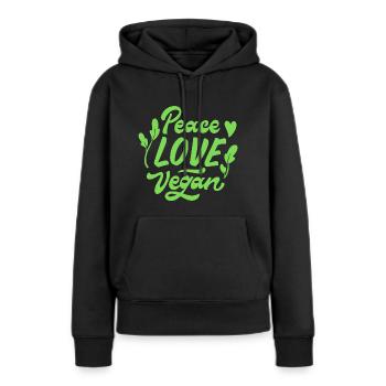 Peace Love Vegan - Sweat à capuche Premium bio Femme - noir - Devant - Julia (174cm)