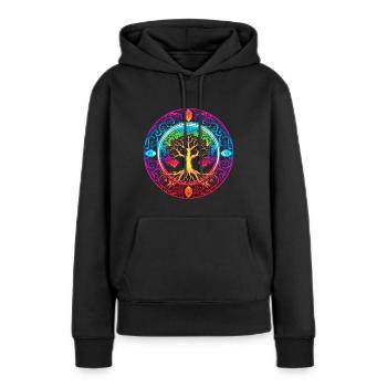 Chakra Mandala Baum des Lebens - Frauen Premium Bio Hoodie - Schwarz - Vorne - Julia (174cm)