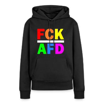 Fck afd - Frauen Premium Bio Hoodie - Schwarz - Vorne - Julia (174cm)