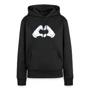 Love Hand Sign - Sweat à capuche Premium bio Femme - noir - Devant - Julia (174cm)