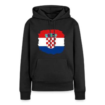 Drapeau de la Croatie Mer Adriatique Drapeau de Zagreb Croate - Sweat à capuche Premium bio Femme - noir - Devant - Julia (174cm)