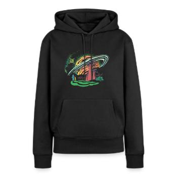 Rick et Morty Dimension 35 C colorée - Sweat à capuche Premium bio Femme - noir - Devant - Julia (174cm)