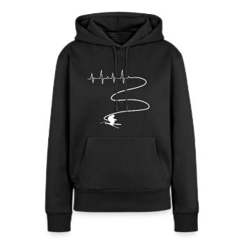 Ski Skifahrer Herzschlag Skifahren Skilehrer Sport - Frauen Premium Bio Hoodie - Schwarz - Vorne - Julia (174cm)