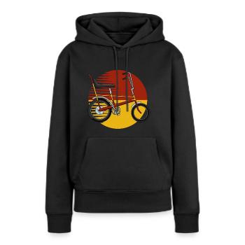Vélo rétro de mémoire d’enfance - Sweat à capuche Premium bio Femme - noir - Devant - Julia (174cm)