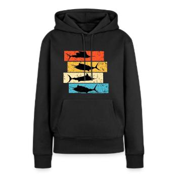 Retro Schwertfisch Marlin Big Game fishing - Frauen Premium Bio Hoodie - Schwarz - Vorne - Julia (174cm)