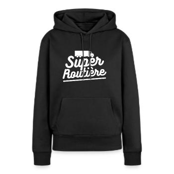 Super routière T-shirt routière cadeau camionneuse - Sweat à capuche Premium bio Femme - noir - Devant - Julia (174cm)