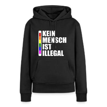 Kein mensch ist illegal - Frauen Premium Bio Hoodie - Schwarz - Vorne - Julia (174cm)