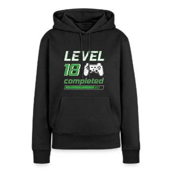 18 Geburtstag Gamer Level 18 completed Geschenk - Frauen Premium Bio Hoodie - Schwarz - Vorne - Julia (174cm)