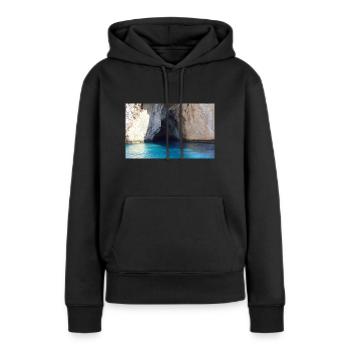 Grotte marine - Sweat à capuche Premium bio Femme - noir - Devant - Julia (174cm)