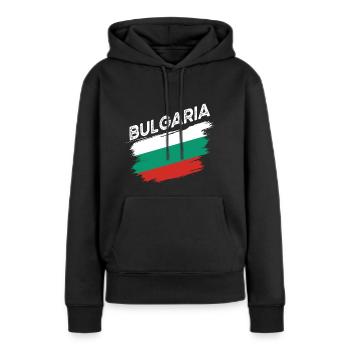 Bulgarie - Sweat à capuche Premium bio Femme - noir - Devant - Julia (174cm)