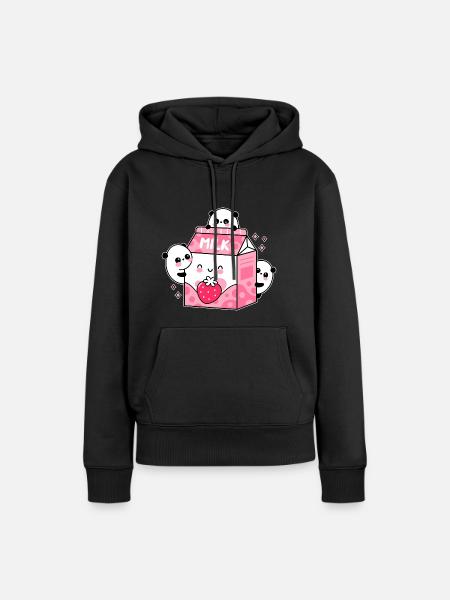 Strawberry Milk - Frauen Premium Bio Hoodie - Schwarz