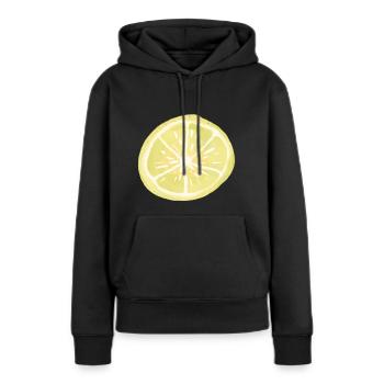 Tranche de citron - Sweat à capuche Premium bio Femme - noir - Devant - Julia (174cm)