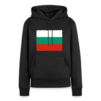 Drapeau Bulgarie Drapeau bulgare Sables d'Or - Sweat à capuche Premium bio Femme - noir - Devant - Julia (174cm)