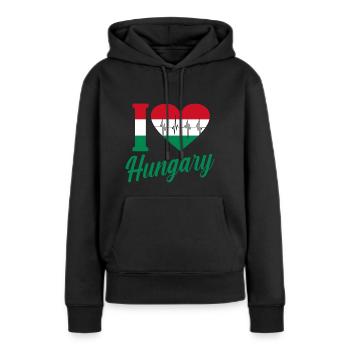 Hongrie - Sweat à capuche Premium bio Femme - noir - Devant - Julia (174cm)