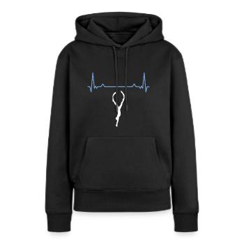 Freediving Heartbeat für Freediver & Apnoetaucher - Frauen Premium Bio Hoodie - Schwarz - Vorne - Julia (174cm)