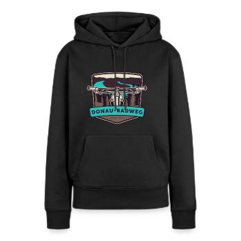Donau-Radweg - Passau - Wien - Frauen Premium Bio Hoodie - Schwarz - Vorne - Julia (174cm)