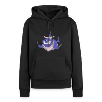 Requin très affamé - Sweat à capuche Premium bio Femme - noir - Devant - Julia (174cm)