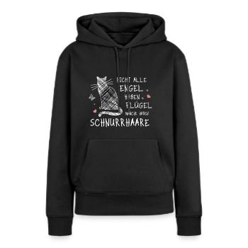 Nicht alle Engel haben Flügel manche Schnurrhaare - Frauen Premium Bio Hoodie - Schwarz - Vorne - Julia (174cm)