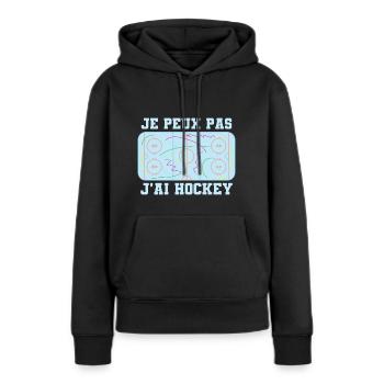 Terrain de jeu de hockey Je Peux Pas J'ai Hockey - Sweat à capuche Premium bio Femme - noir - Devant - Julia (174cm)