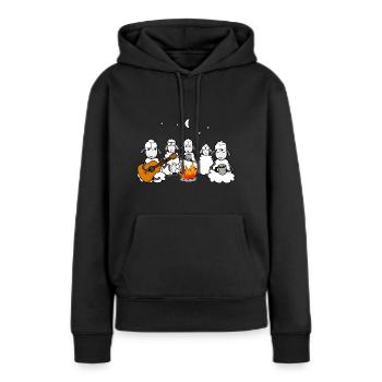 am Lagerfeuer - Frauen Premium Bio Hoodie - Schwarz - Vorne - Julia (174cm)