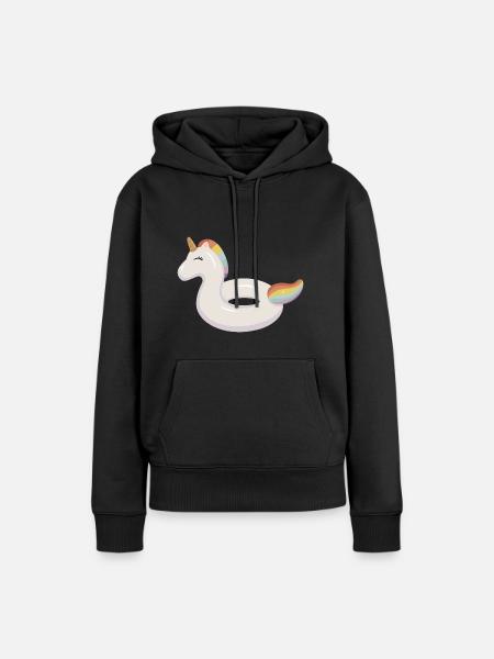 Einhorn Symbol Wassertier - Frauen Premium Bio Hoodie - Schwarz
