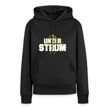 Unter Strom - Frauen Premium Bio Hoodie - Schwarz - Vorne - Julia (174cm)