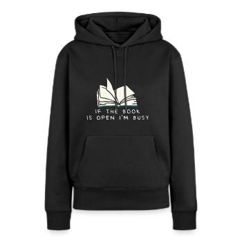 Bücher Lesen Leseratte Buch - Frauen Premium Bio Hoodie - Schwarz - Vorne - Julia (174cm)