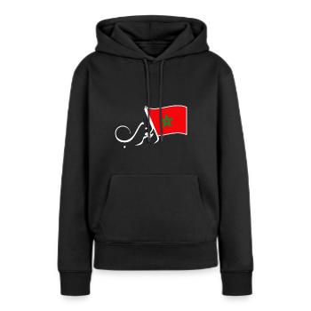 Marokko - Frauen Premium Bio Hoodie - Schwarz - Vorne - Julia (174cm)