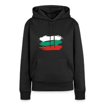 Bulgarie - Sweat à capuche Premium bio Femme - noir - Devant - Julia (174cm)