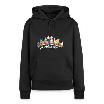 Hongrie - Sweat à capuche Premium bio Femme - noir - Devant - Julia (174cm)