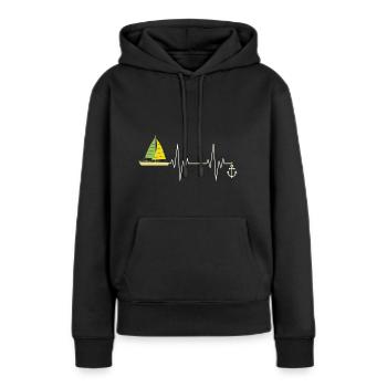 Sea Captain Gift Sail Boat Heartbeat Boat Sailing - Frauen Premium Bio Hoodie - Schwarz - Vorne - Julia (174cm)