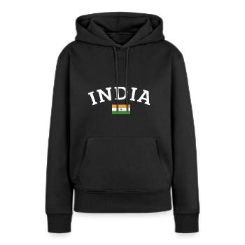 Inde - Sweat à capuche Premium bio Femme - noir - Devant - Julia (174cm)