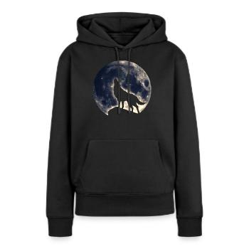 Wolf howling, full moon, fantasy, magic, symbol - Women’s Premium Organic Hoodie - black - Front - Julia (174cm)